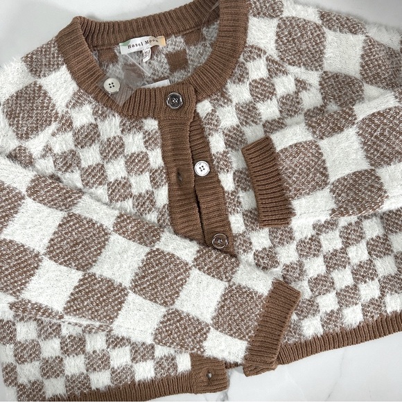 NWT Fuzzy Check Crop Tank + Crop Cardigan Set by Hazel Moon XL Geo - Picture 7 of 13